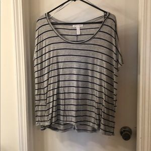 Navy blue striped tunic large sleeve top